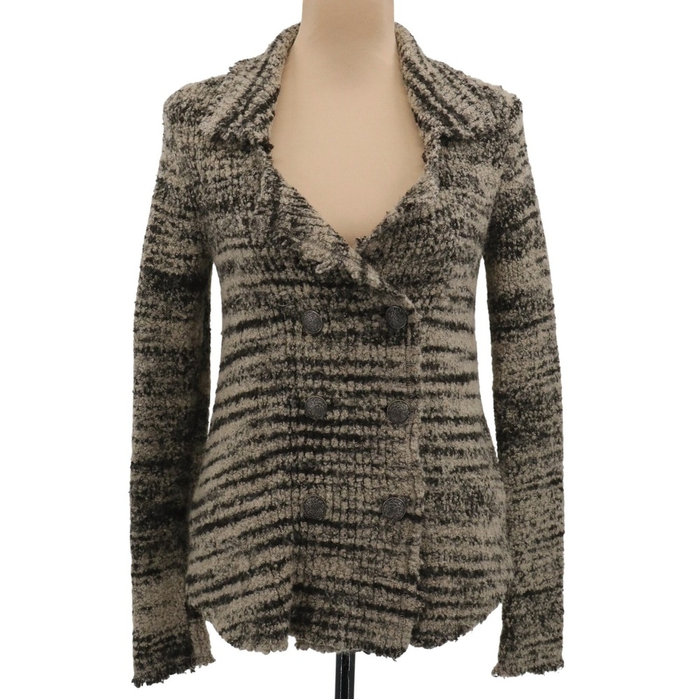 Free People Boucle Double Breasted Knit Cardigan Jacket Size Small - Picture 2 of 10